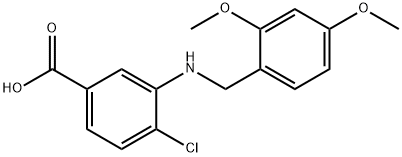 4-chloro-3-[(2,4-dimethoxybenzyl)amino]benzoic acid Struktur