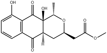 (1S)-3,4,4aα,5,10,10a-Hexahydro-9,10aβ-dihydroxy-1α-methyl-5,10-dioxo-1H-naphtho[2,3-c]pyran-3β-acetic acid methyl ester Struktur