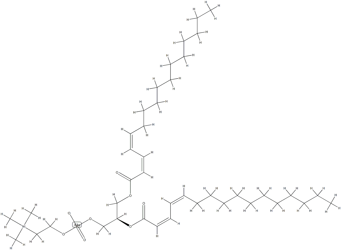 3,5,9-Trioxa-4-phosphapentacosa-11,13-dien-1-aminium, 4-hydroxy-N,N,N- trimethyl-10-oxo-7-((1-oxo-2,4-hexadecadienyl)oxy)-, hydroxide, inner  salt, 4-oxide, (R-(all-E))- Struktur