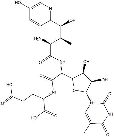 N-[2-[(2R)-5α-(3,4-Dihydro-5-methyl-2,4-dioxopyrimidin-1(2H)-yl)tetrahydro-3β,4β-dihydroxyfuran-2α-yl]-N-[(3S,4S)-4-hydroxy-4-(5-hydroxypyridin-2-yl)-L-valyl]-L-glycyl]-L-glutamic acid Struktur