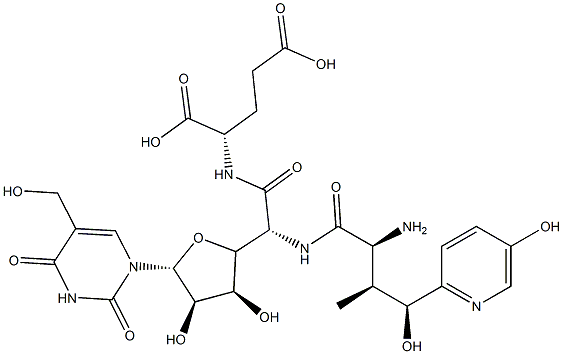 N-[2-[(2R)-5α-[3,4-Dihydro-5-(hydroxymethyl)-2,4-dioxopyrimidin-1(2H)-yl]tetrahydro-3β,4β-dihydroxyfuran-2α-yl]-N-[(3S,4S)-4-hydroxy-4-(5-hydroxypyridin-2-yl)-L-valyl]-L-glycyl]-L-glutamic acid Struktur