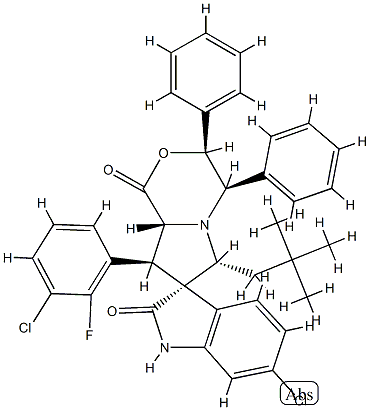 (3S,3'S,4'R,6'R,8'S,8'aR)-6-chloro-8'-(3-chloro-2-fluorophenyl)-6'-(2,2-dimethylpropyl)-3',4'-diphenylspiro[1H-indole-3,7'-4,6,8,8a-tetrahydro-3H-pyrrolo[2,1-c][1,4]oxazine]-1',2-dione Struktur