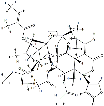 11α,12α-Bis(acetyloxy)-15-[(Z)-1-hydroxy-2-methylpropylidene]phragmalin 30-acetate 3-[(E)-2-methyl-2-butenoate] Struktur