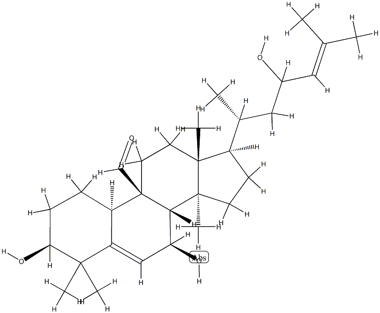 3β,7β,23-Trihydroxycucurbita-5,24-dien-19-al Struktur