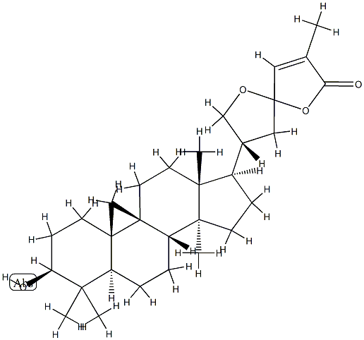 21,23-Epoxy-3β,23-dihydroxy-9,19-cyclo-5α-lanost-24-en-26-oic acid 26,23-lactone Struktur