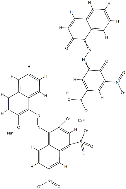 Chromate(2-), [1-[(2-hydroxy-3,5-dinitrophenyl) azo]-2-naphthalenolato(2-)][3-hydroxy-4-[ (2-hydroxy-1-naphthalenyl)azo]-7-nitro-1-naphthalenesulfonat o(3-)]-, sodium hydrogen Struktur