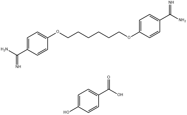 p-hydroxybenzoic acid, compound with p,p'-[hexane-1,6-diylbis(oxy)]bis(benzamidine) (2:1) Struktur