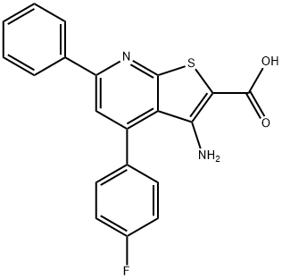 3-amino-4-(4-fluorophenyl)-6-phenylthieno[2,3-b]pyridine-2-carboxylic acid Struktur