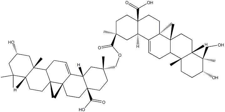 (+)-3β,24-Dihydroxyoleana-12-ene-28,29-dioic acid 29-(3β-hydroxy-28-hydroxy-28-oxooleana-12-ene-29-yl) ester Struktur