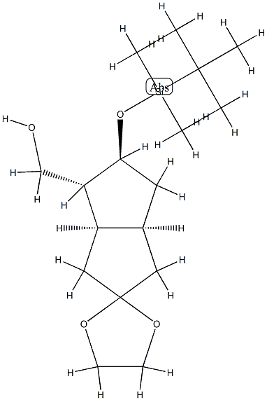 (3'aalpha,4'alpha,5'beta,6'aalpha)-5'-[[(tert-butyl)dimethylsilyl]oxy]hexahydrospiro[1,3-dioxolane-2,2'(1'H)-pentalene]-4'-methanol Struktur