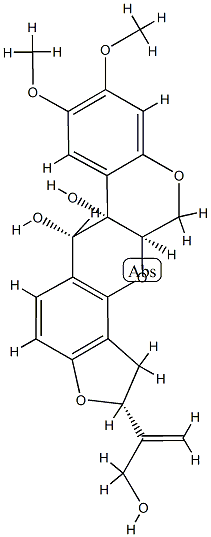 (2R,6α,6aα,12aα)-1,2,6,6a,12,12a-Hexahydro-2α-[1-(hydroxymethyl)ethenyl]-8,9-dimethoxy[1]benzopyrano[3,4-b]furo[2,3-h][1]benzopyran-6,6a-diol Struktur