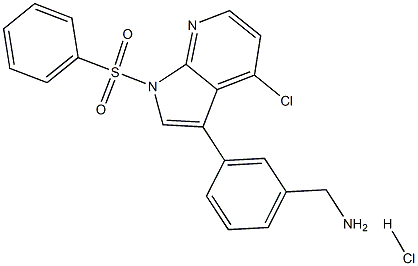 BenzeneMethanaMine, 3-[4-chloro-1-(phenylsulfonyl)-1H-pyrrolo[2,3-b]pyridin-3-yl]-, hydrochloride (1:1) Struktur