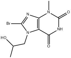 8-bromo-7-(2-hydroxypropyl)-3-methyl-3,7-dihydro-1H-purine-2,6-dione Struktur