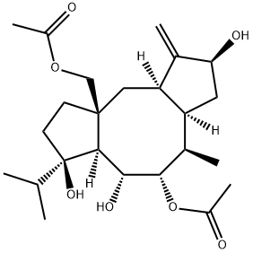 [2S,3aα,6aα,10aα,(-)]-9aβ-(Acetoxymethyl)tetradecahydro-7-isopropyl-4β-methyl-1-methylenedicyclopenta[a,d]cyclooctene-2β,5α,6α,7β-tetrol 5-acetate Struktur