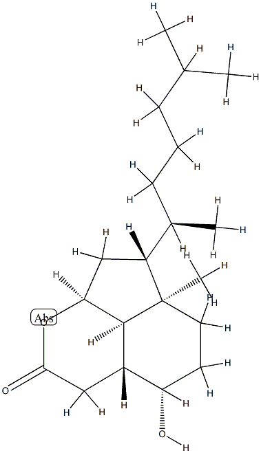 (3aR,8aβ,8bβ)-7β-[(R)-1,5-Dimethylhexyl]decahydro-4β-hydroxy-6aβ-methyl-2H-cyclopenta[ij][2]benzopyran-2-one Struktur