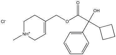 Benzeneacetic acid, a-cyclobutyl-a-hydroxy-,(1,2,3,6-tetrahydro-1-methyl-4-pyridinyl)methyl ester, hydrochloride (1:1) Struktur