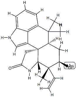 [3aS,12bS,(-)]-5α-Chloro-4β-ethenyl-3,3aα,4,5,6,6aβ,7,11-octahydro-4,7,7-trimethyl-2H-benzo[1,7]isoindolo[5,4-h]benzothiazole-2-one Struktur