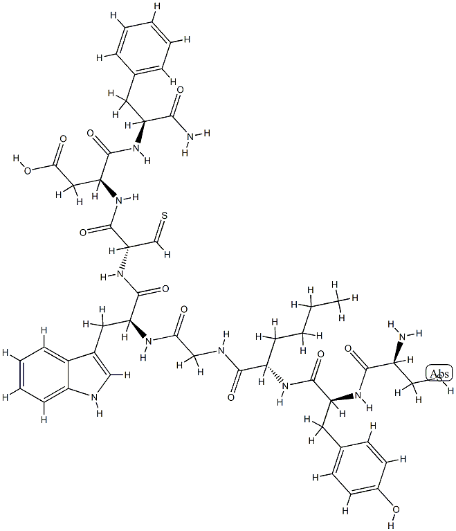 cyclo(cysteinyl-tyrosyl-norleucyl-glycyl-tryptophyl-cysteinyl)-aspartyl-phenylalaninamide Struktur