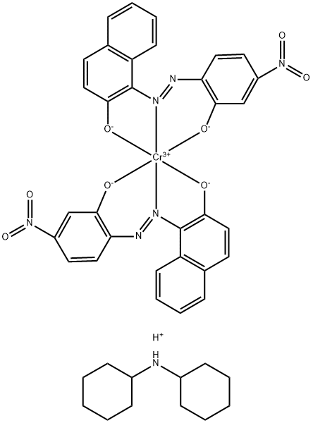 Chromate(1-), bis[1-[(2-hydroxy-4-nitrophenyl) azo]-2-naphthalenolato(2-)]-, hydrogen, compd. with N-cyclohexylcyclohexanamine (1:1) Struktur