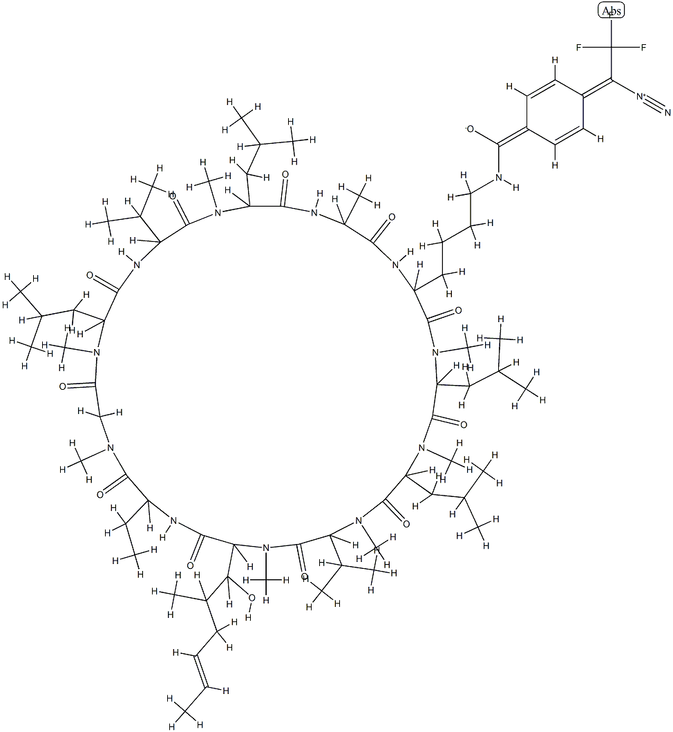 N(epsilon)-(diazotrifluoroethyl)benzoyl-Lys(8)-cyclosporin Struktur