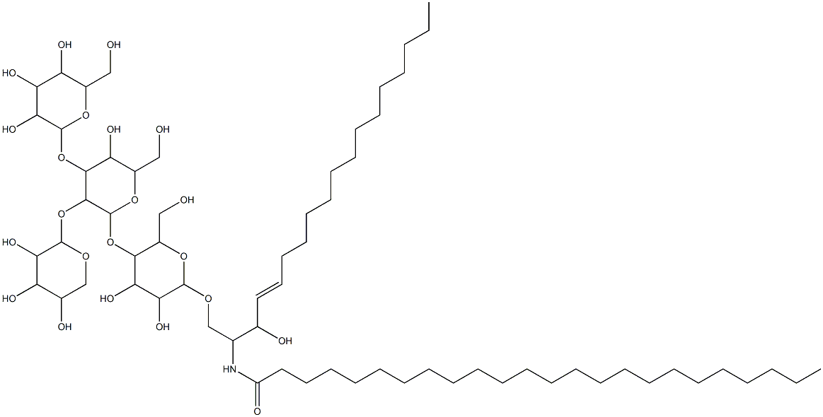 O-mannopyranosyl-(1-3)-O-xylopyranosyl-(1-2)-O-mannopyranosyl-(1-4)-O-glucopyranosyl-(1-1)-2-N-tetracosanoylsphingenine Struktur