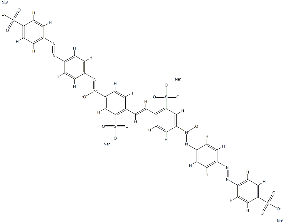 Benzenesulfonic acid, 2,2'-(1,2-ethenediyl)bis[ 5-[[4-[(4-sulfophenyl)azo]phenyl]azoxy]-, tetrasodium salt Struktur