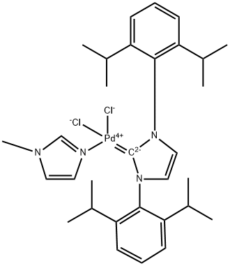 PalladiuM, [1,3-bis[2,6-bis(1-Methylethyl)phenyl]-1,3-dihydro-2H-iMidazol-2-ylidene]dichloro(1-Methyl-1H-iMidazole-kN3)-, (SP-4-1)- Struktur