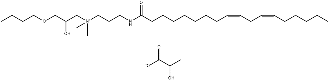 1-Propanaminium, 3-butoxy-2-hydroxy-N,N-dimethyl- N-[3-[(1-oxo-9,12-octadecadienyl)amino]propyl ]-, (Z,Z)-, dimer, salt with 2-hydroxypropanoic acid (1:2) Struktur