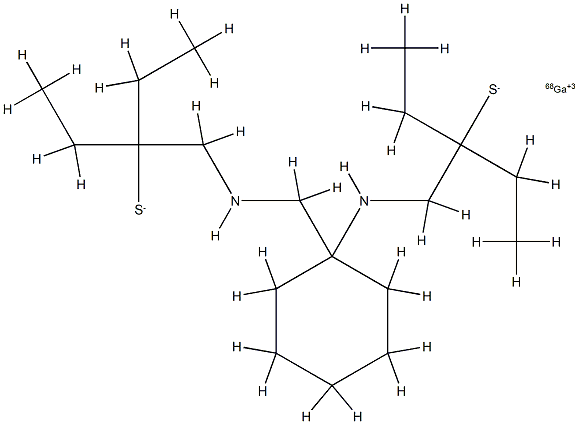 bis(aminoethanethiol)tetraethyl-cyclohexyl-gallium(68) complex Struktur