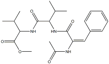 N-acetyldehydrophenylalanyl-valyl-valine methyl ester Struktur