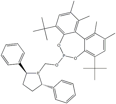 (11aS)-1,2,10,11-Tetramethyl-4,8-bis(t-butyl)-6-[[(2S,5S)-(2,5-diphenyl-1-phospholanyl) methoxy]-dibenzo[d,f][1,3,2]dioxaphosphepin] SaxS,S-BOBPHOS Struktur