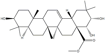 3β,21α,22α-Trihydroxyolean-12-en-28-oic acid methyl ester Struktur