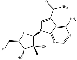 4-Amino-7-(2-C-methyl-beta-D-ribofuranosyl)-7H-pyrrolo[2,3-d]pyrimidine-5-carboxamide Struktur