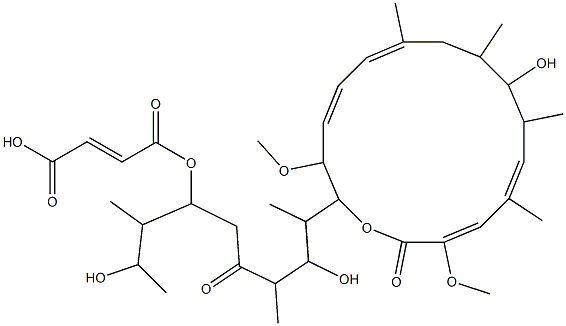 19,23-Deepoxy-23-deethyl-2-demethyl-23-hydroxy-2-methoxy-23-methyl-19-oxohygrolidin Struktur