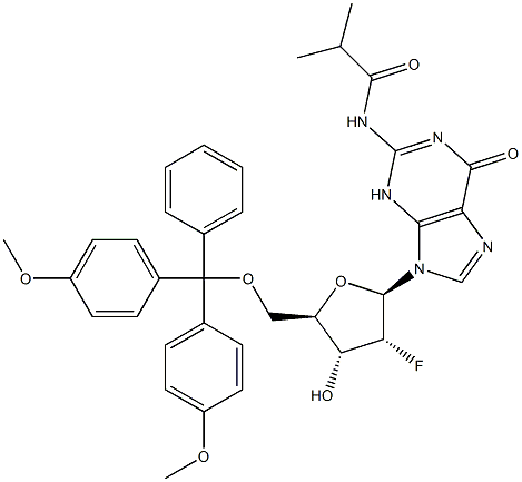 DMT-2'-F-dGiBu Struktur