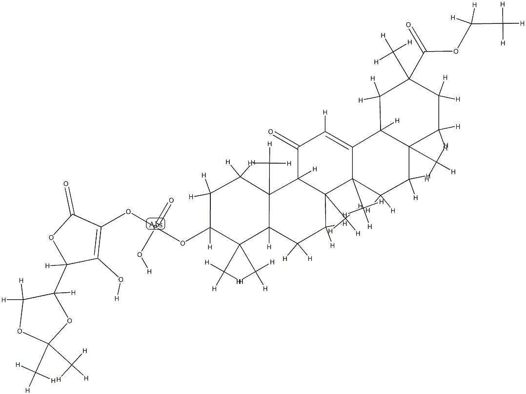 ascorbic acid 2-(11-oxoolean-12-en-29-oic acid ethyl ester 3-yl-phosphate) Struktur