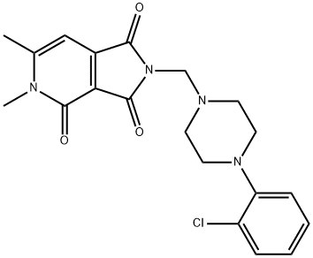 8-[[4-(2-chlorophenyl)piperazin-1-yl]methyl]-3,4-dimethyl-3,8-diazabic yclo[4.3.0]nona-4,10-diene-2,7,9-trione Struktur