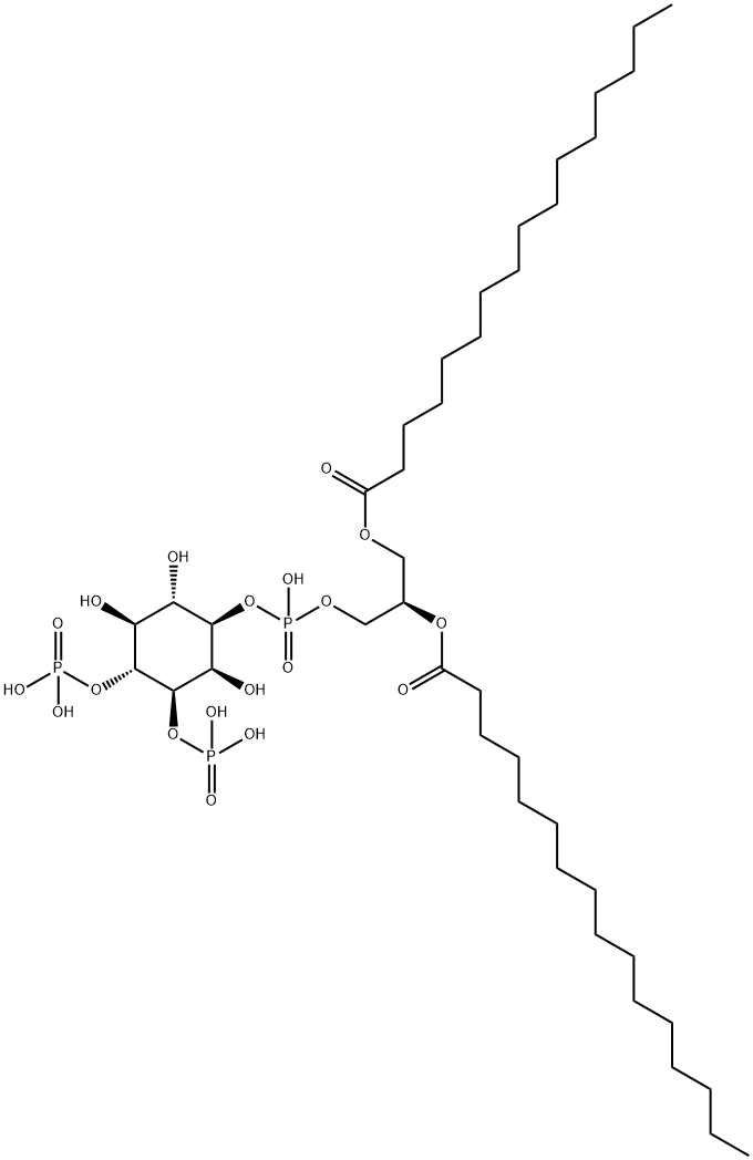 D-myo-Inositol, 1-(2R)-2,3-bis(1-oxohexadecyl)oxypropyl hydrogen phosphate 3,4-bis(dihydrogen phosphate) Struktur