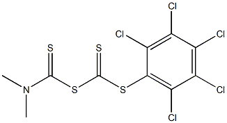 N,N-dimethyl-1-(2,3,4,5,6-pentachlorophenyl)sulfanylcarbothioylsulfany l-methanethioamide Struktur