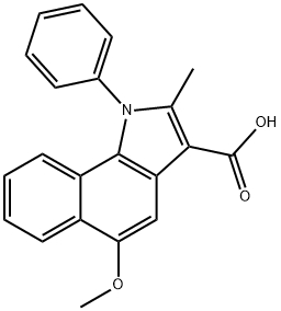 5-methoxy-2-methyl-1-phenyl-1H-benzo[g]indole-3-carboxylic acid Struktur