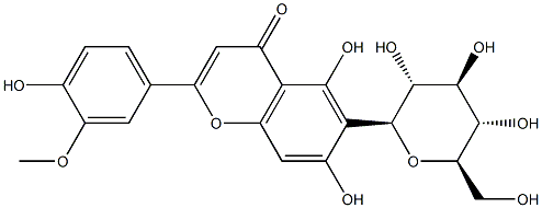 2-(3-Methoxy-4-hydroxyphenyl)-6-α-D-glucopyranosyl-5,7-dihydroxy-4H-1-benzopyran-4-one Struktur