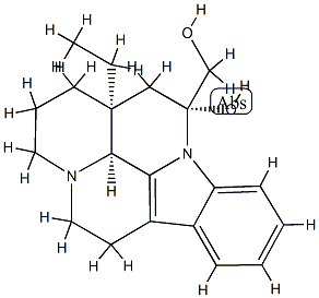 (3α,14R,16α)-14,15-Dihydro-14α-hydroxyeburnamenine-14-methanol Struktur