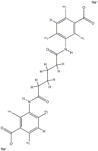 disodium 3-[5-[(3-carboxylato-2,4,6-triiodo-phenyl)carbamoyl]pentanoyl amino]-2,4,6-triiodo-benzoate Struktur