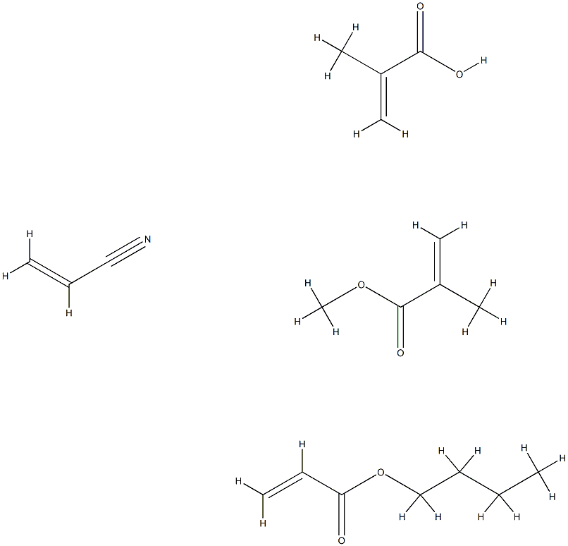 2-Propenoic acid, 2-methyl-, polymer with butyl 2-propenoate, methyl 2-methyl-2-propenoate and 2-propenenitrile Struktur