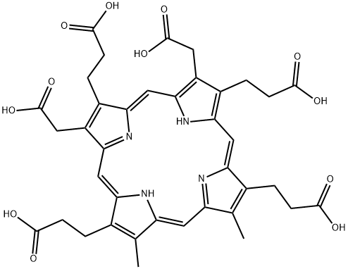 3,8-bis(carboxymethyl)-13,17-dimethyl-21H,23H-Porphine-2,7,12,18-tetrapropanoic acid Struktur