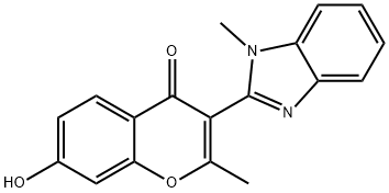 7-hydroxy-2-methyl-3-(1-methyl-1H-benzo[d]imidazol-2-yl)-4H-chromen-4-one Struktur