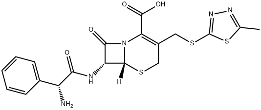 3-[[(5-Methyl-1,3,4-thiadiazol-2-yl)thio]methyl]-7β-[[(R)-aminophenylacetyl]amino]cepham-3-ene-4-carboxylic acid Struktur