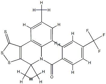 4,4,8-trimethyl-5-[4-(trifluoromethyl)benzoyl]-4,5-dihydro-1H-[1,2]dithiolo[3,4-c]quinoline-1-thione Struktur