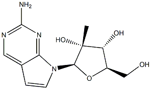 7-(2-C-Methyl-beta-D-ribofuranosyl)-7H-pyrrolo[2,3-d]pyrimidin-2-amine Struktur