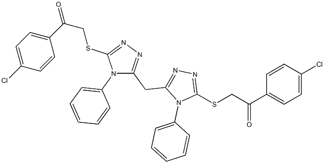 2,2-((methylenebis(4-phenyl-4H-1,2,4-triazole-5,3-diyl))bis(sulfanediyl))bis(1-(4-chlorophenyl)ethan-1-one) Struktur